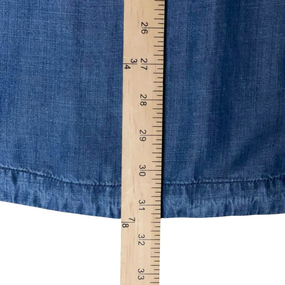 Chico's Long Denim Button Down Shirt Size XXL Blue Welkin Wash Chambray Casual - Picture 6 of 6